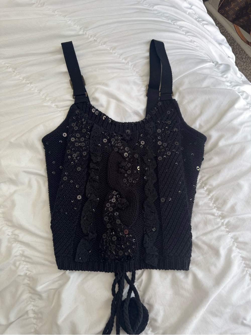 Betsey Johnson Black Sequin Knit Corset